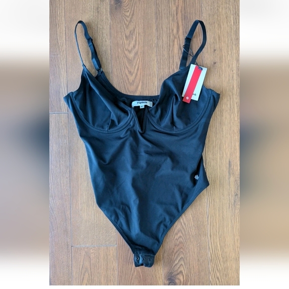 Popilush Other - Popilush Deep V Neck Thong Shapewear Bodysuit Black XL NWT